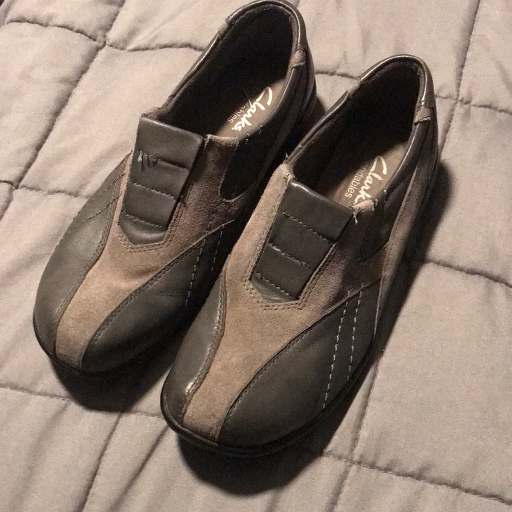 Clarks - Bendables Leather Slip on Grey Sneakers, Men's (Size 6)